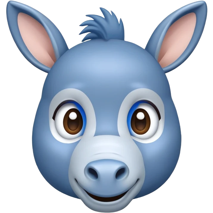 cute blue donkey with big eyes and friendly smile, simple flat design emoji