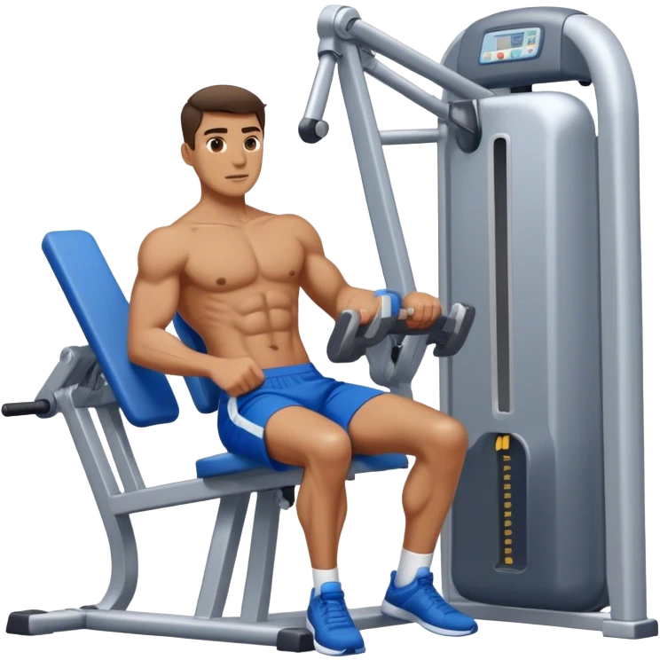 man with blue shorts using side-deltoid-machine emoji