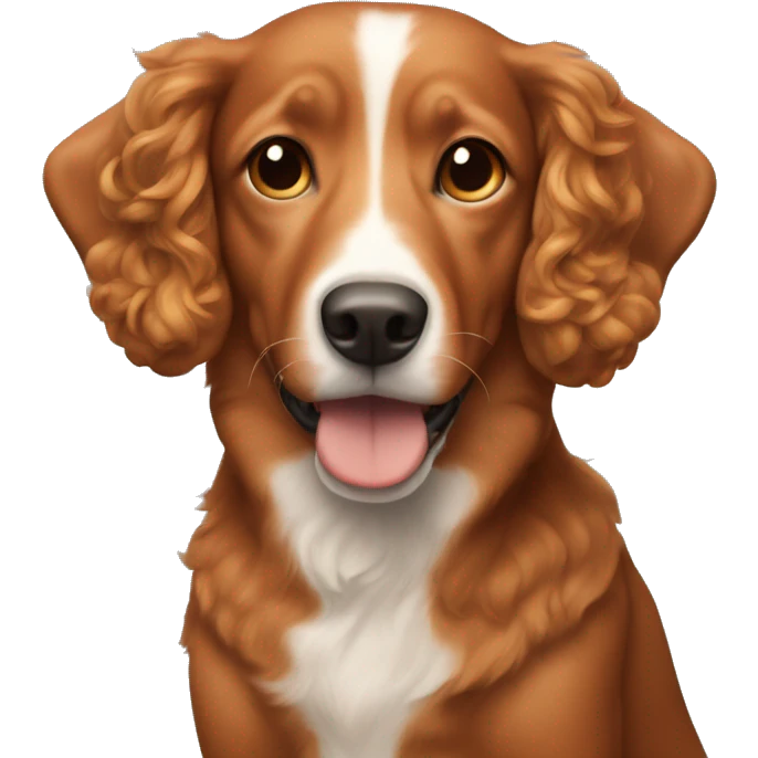 Light red dog with curly hair on ears and a white snout emoji