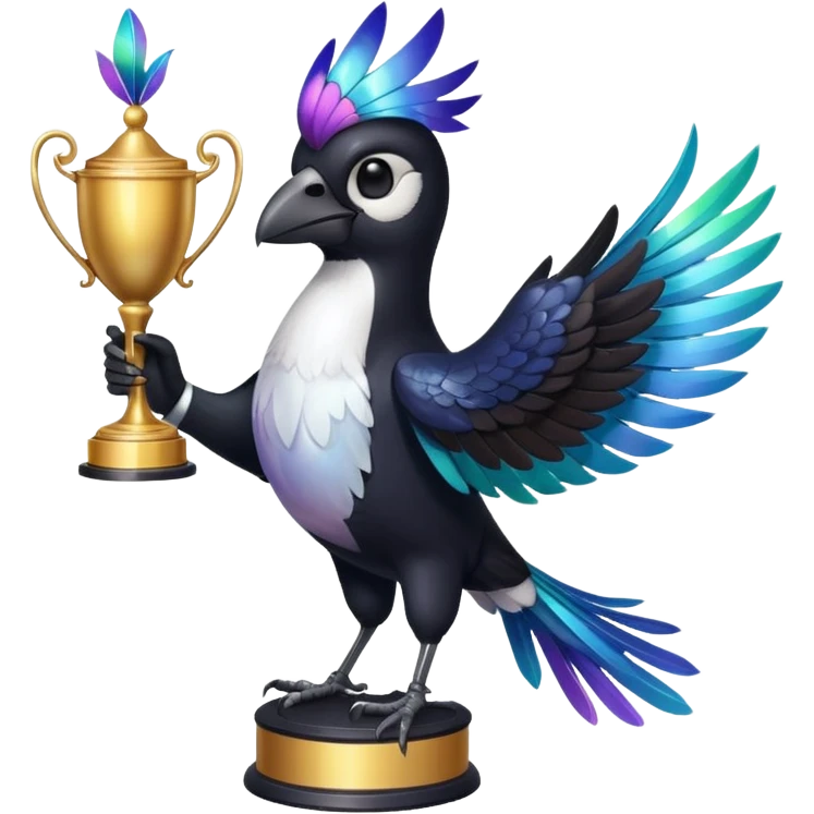Magpie with trophy emoji