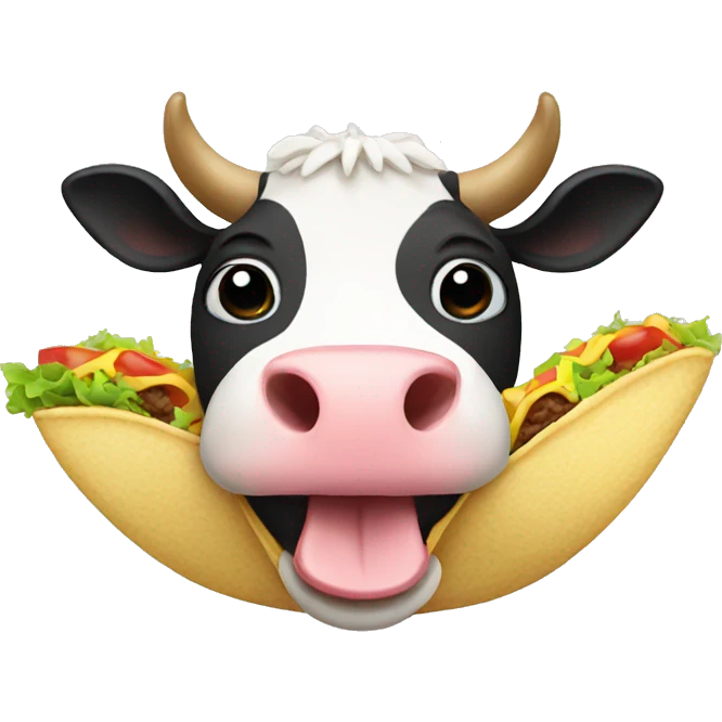 a cow who eating a tacos emoji