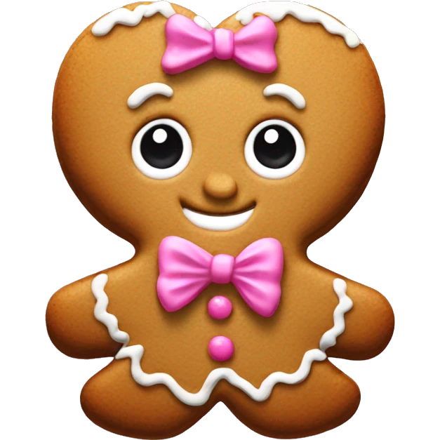 One Gingerbread cookie with pink bow emoji