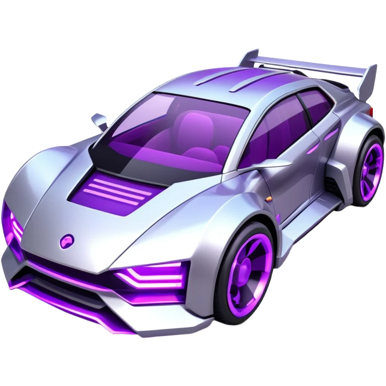 futuristic silver and purple cyberpunk car emoji