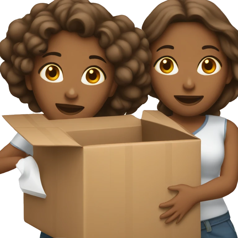 two women holding boxes emoji