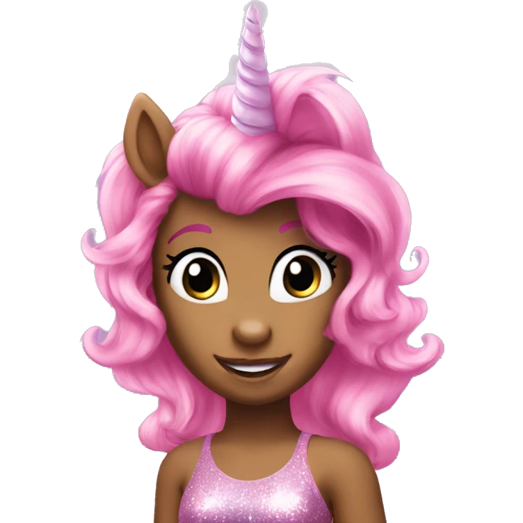 full size pink my little pony with glitter and unicorn horn emoji