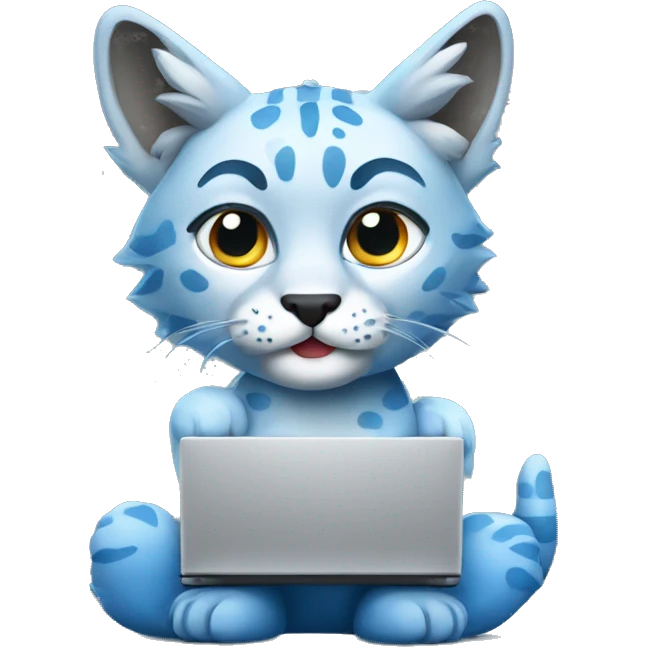 A blue lynx with a laptop emoji