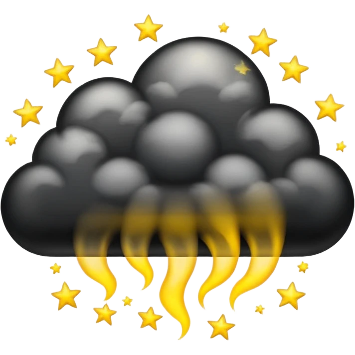 Black cloud with shiny yellow stars emoji