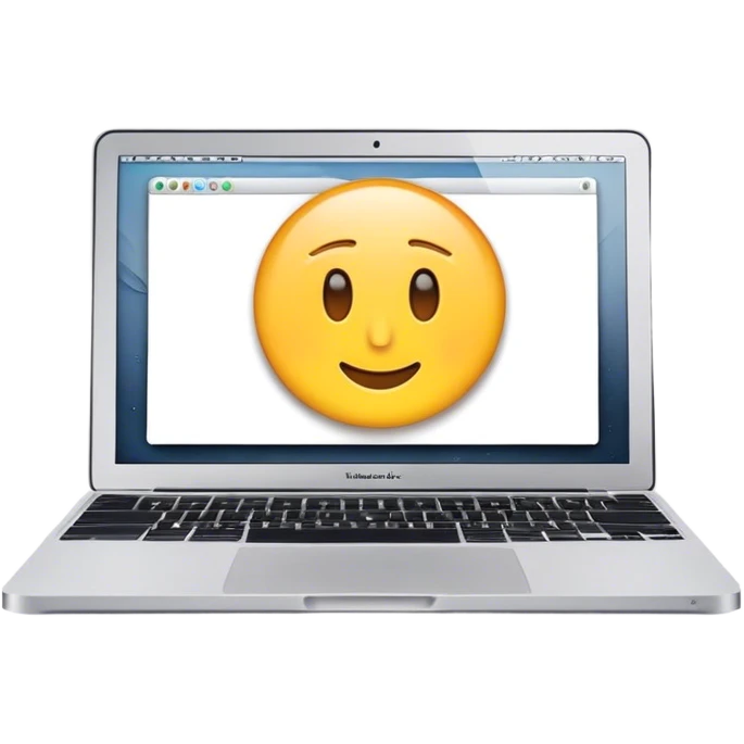 Mackbook with a live mark in the center emoji