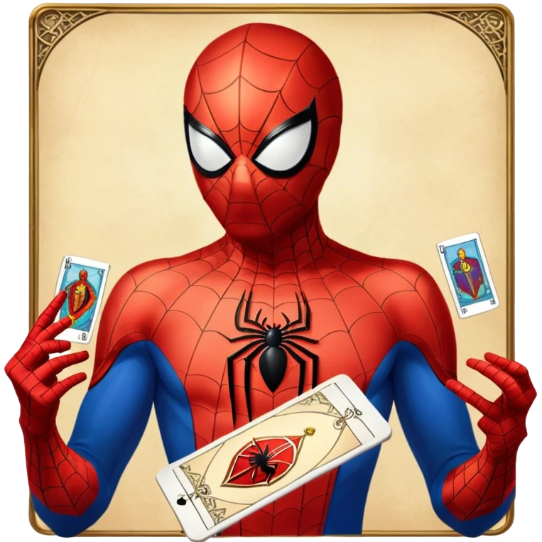 spider man doing the tarot layout emoji