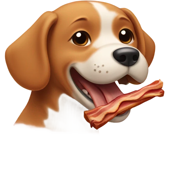 Dog eating bacon emoji