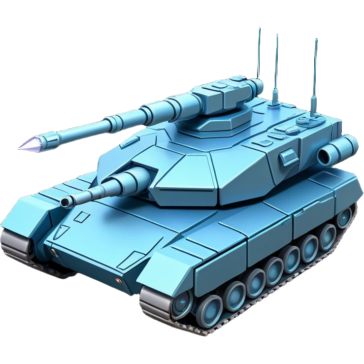 Clash of Clans aesthetic: Cinematic Playful Space Tank Emoji, rendered in a 3D vector-style similar to standard emojis with minimal shading and bold, simplified shapes. A robust, isometric armored vehicle with sleek futuristic plating and energy cannons, softly glowing with a high-tech cosmic combat charm. Simplified yet unmistakably iconic, highly detailed and consistent, glowing with a soft radiant shine and high gloss. Stylized with a touch of intergalactic warfare and a soft glowing outline, capturing the essence of a futuristic battle machine with a friendly, playful spirit! emoji