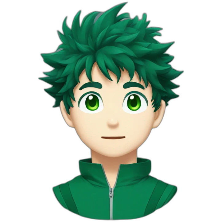 Izuku midoriya with green eyes emoji