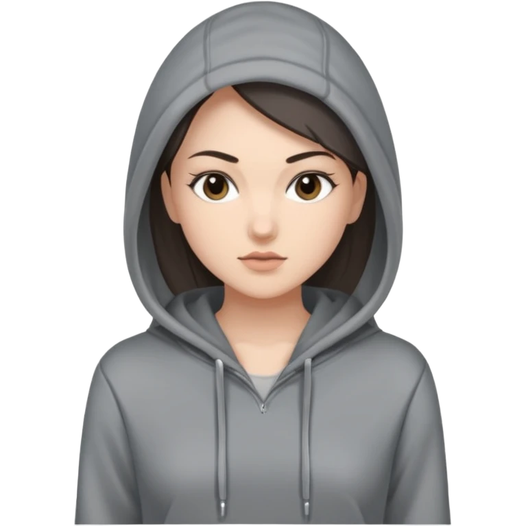 Sasha Gray in gray hoodie full height emoji