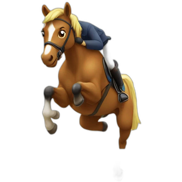 Poney qui saute un obstacle emoji