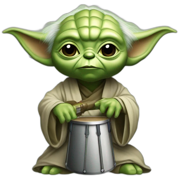 Yoda qui joue de la batterie rock emoji