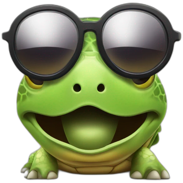 A shocked turtle with sun glasses emoji