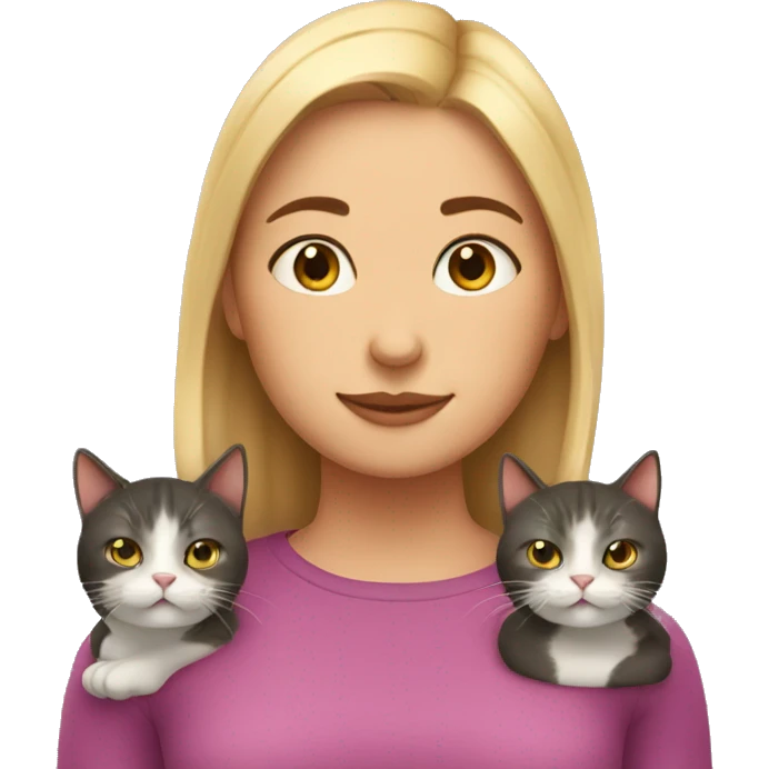 Girl with two fat cats emoji