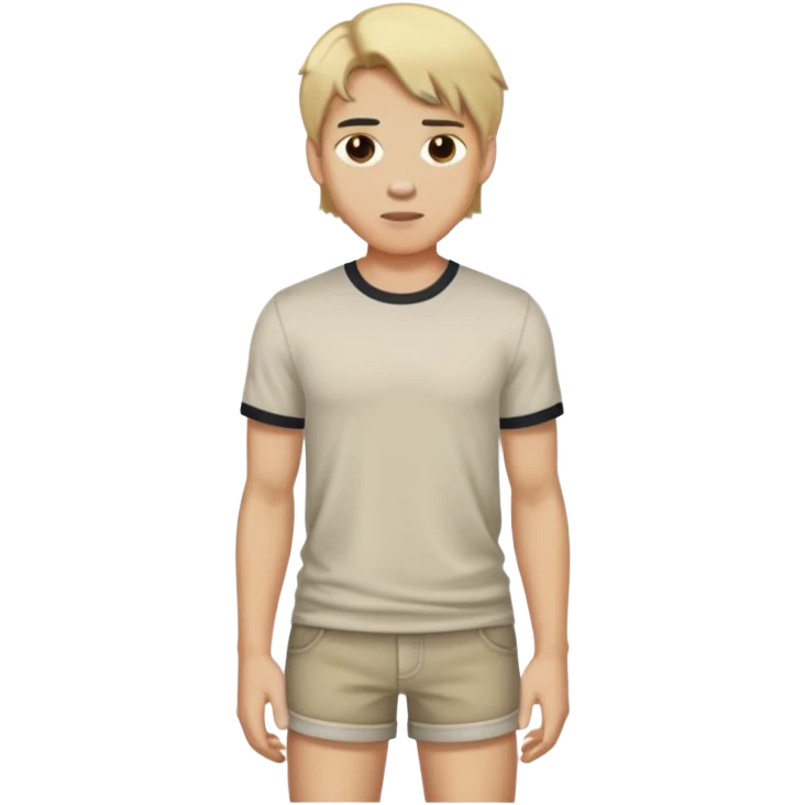 Man in short shorts with dirty blonde hair in a middle part emoji