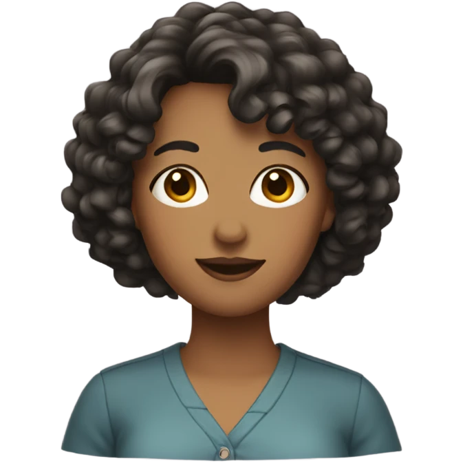 Woman with short curly hair with bangs emoji