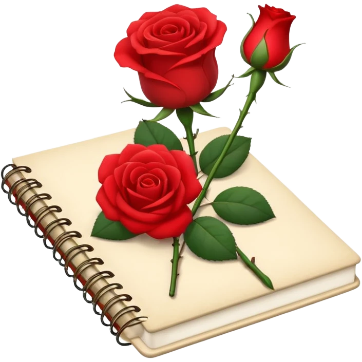 notebook  and rose emoji