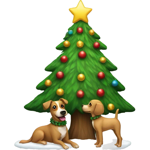 Christmas tree with dog emoji