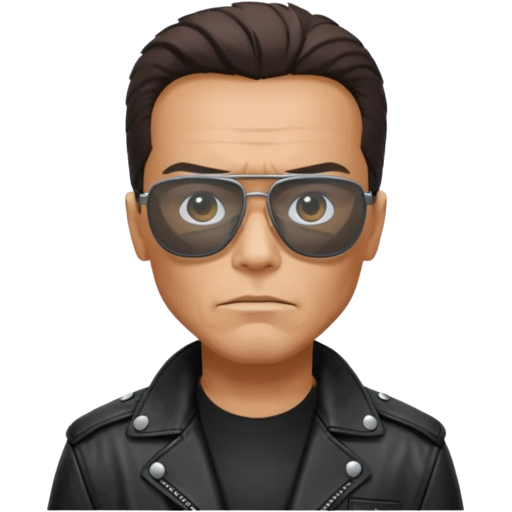 terminator shwartzneger only top in his black glasses and his black jacket emoji