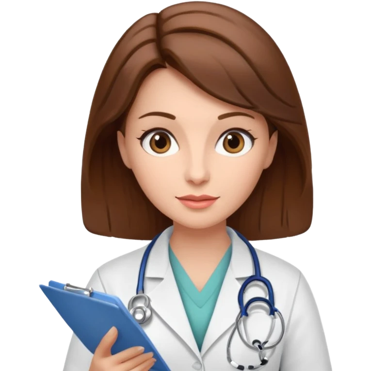A female doctor in her 50s with brown hair reviewing a medical chart. emoji