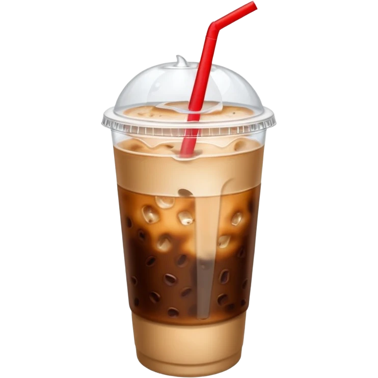  plastic cup of iced coffee with one straw. emoji