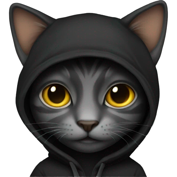 cat with black hoodie emoji