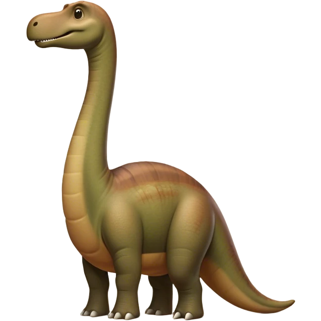 Cinematic Noble Brontosaurus Portrait Emoji, Poised and majestic, with a colossal, elongated neck stretching gracefully from a massive, sturdy body draped in warm, earthy tones, a gentle, wise face with soft, observant eyes, and a long, elegant tail, Simplified yet grandly defined features, highly detailed, glowing with a soft, ancient luminescence, high shine, intelligent and serene, stylized with an air of prehistoric grandeur, focused and calm, soft glowing outline, capturing the essence of a watchful and confident Brontosaurus that appears ready to loom out of the screen with effortless majesty! emoji