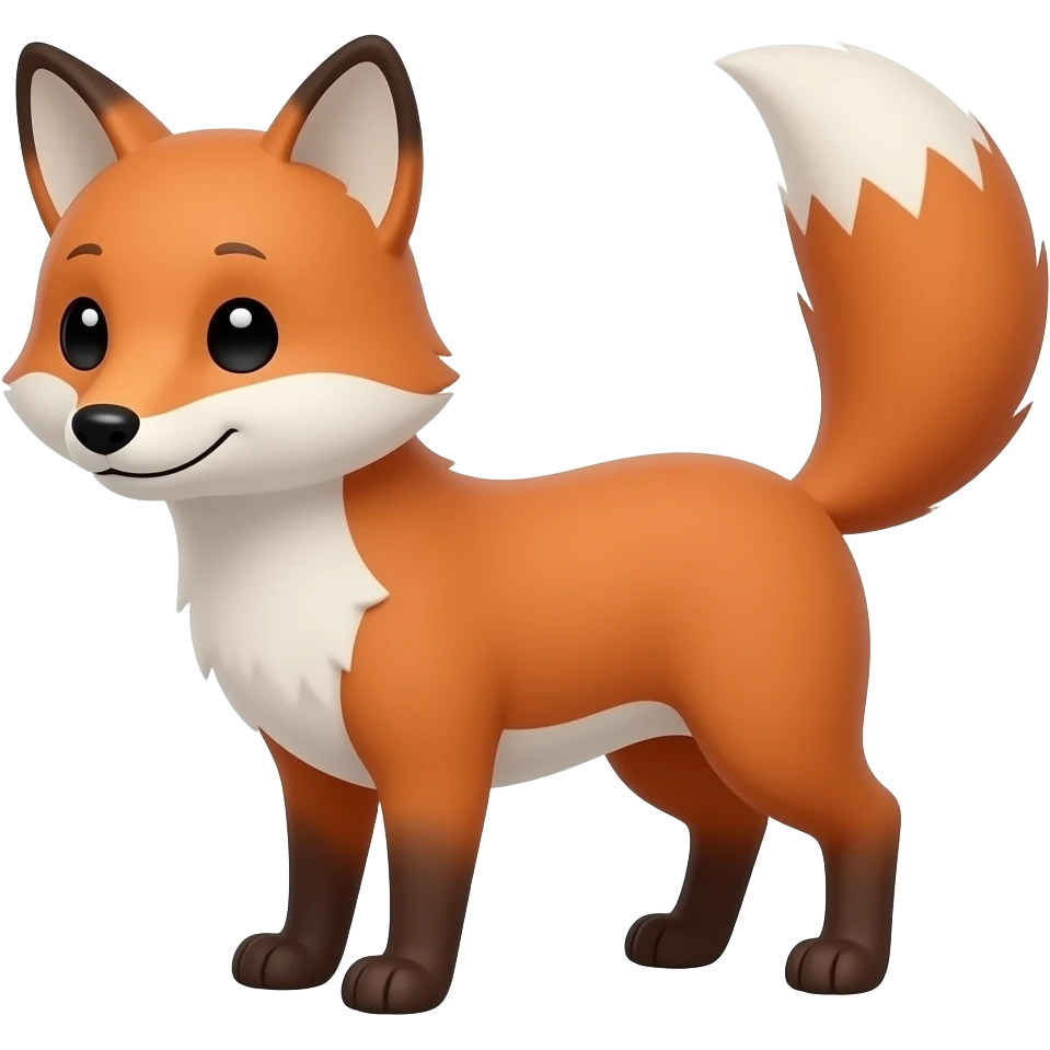 fox with black dots for eyes its head at 3/4 with a full body tail up emoji