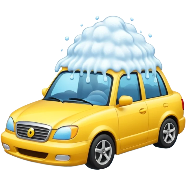 car wash with overflowing foam, car and foam, emoji style emoji
