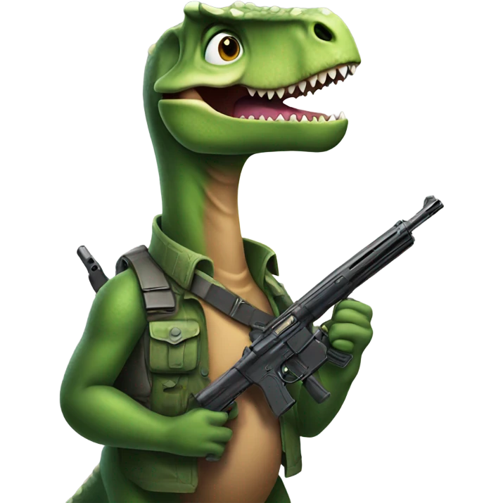 dino with gun emoji