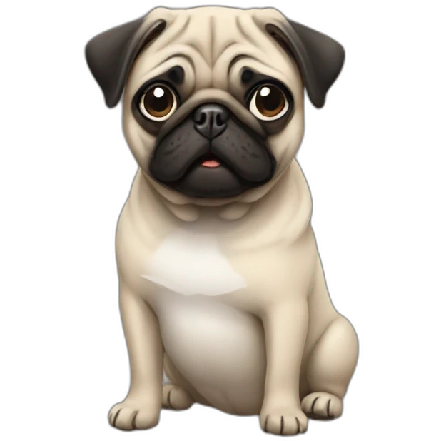 pug wearing a t-shirt emoji