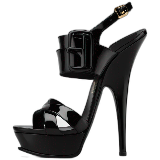 Ysl TRIBUTE heel SANDAL black PATENT LEATHER emoji