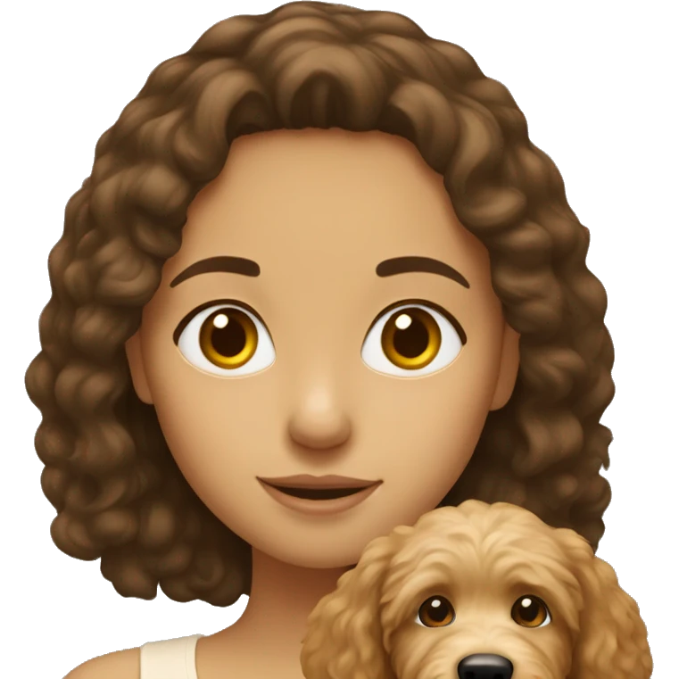 brunette girl with golden doodle  emoji