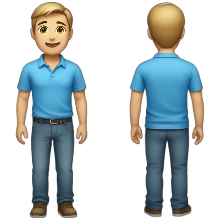 Full body picture of a male in a blue shirt emoji
