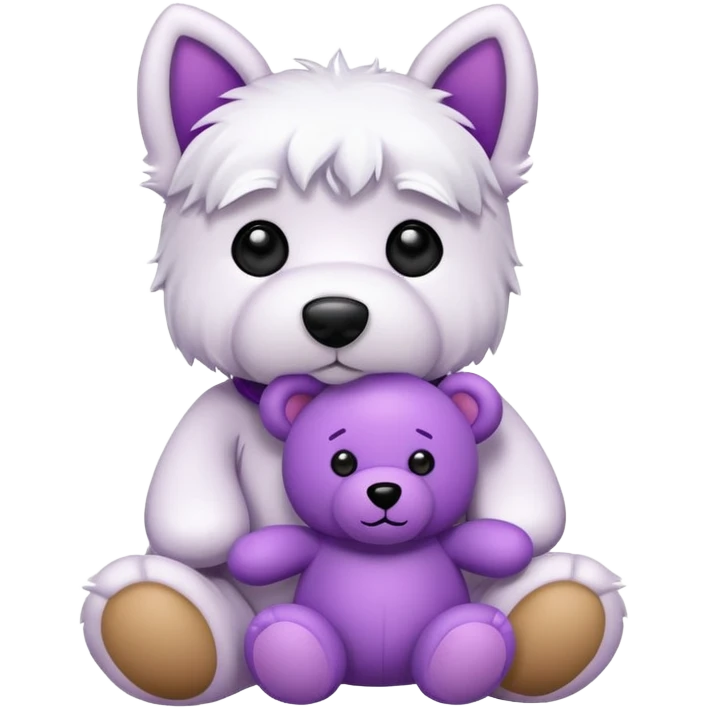 Westie and purple teddy bear emoji