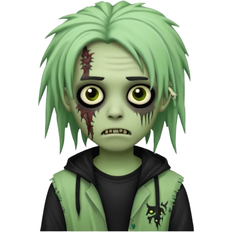 boy zombie with black dreads emo emoji