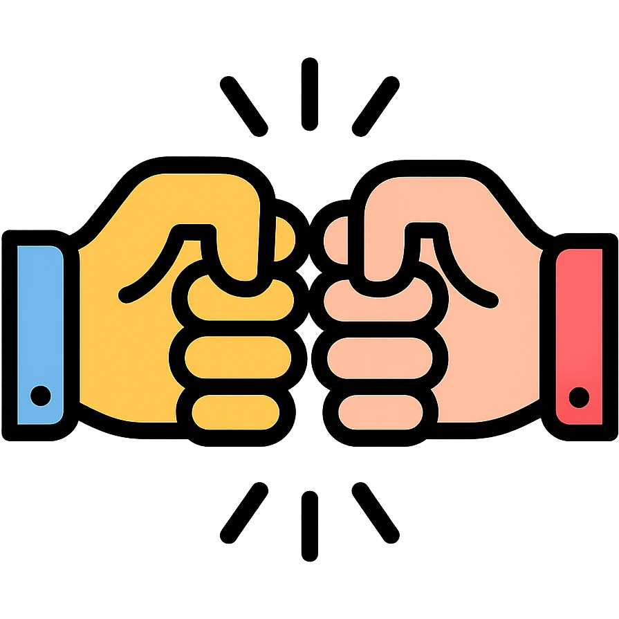 two fists doing a brofist icon with color outline emoji