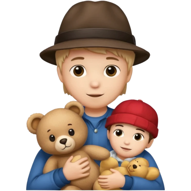 boy wearing hat with teddy bear  emoji