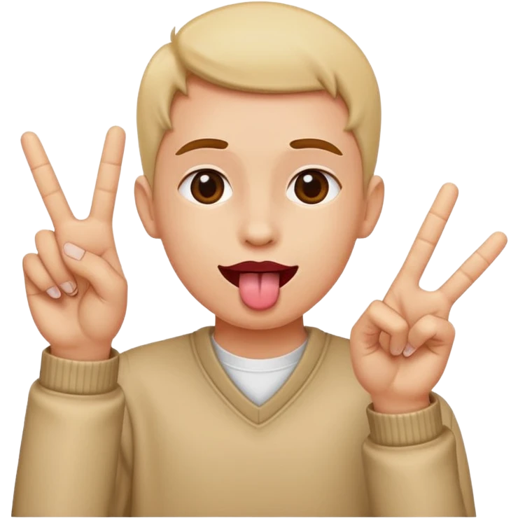 Tongue out with peace hands emoji