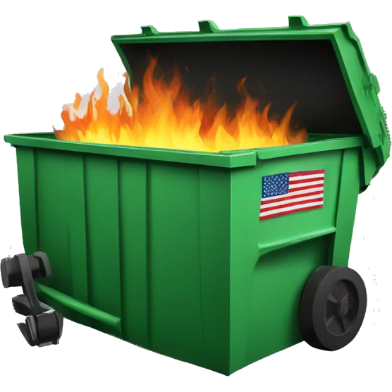 Dumpster fire with violin and American flag  emoji