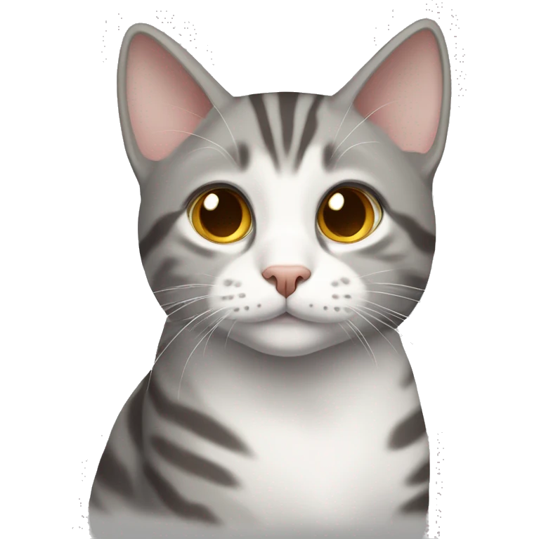 gray and white tabby cat brown eyes full body emoji