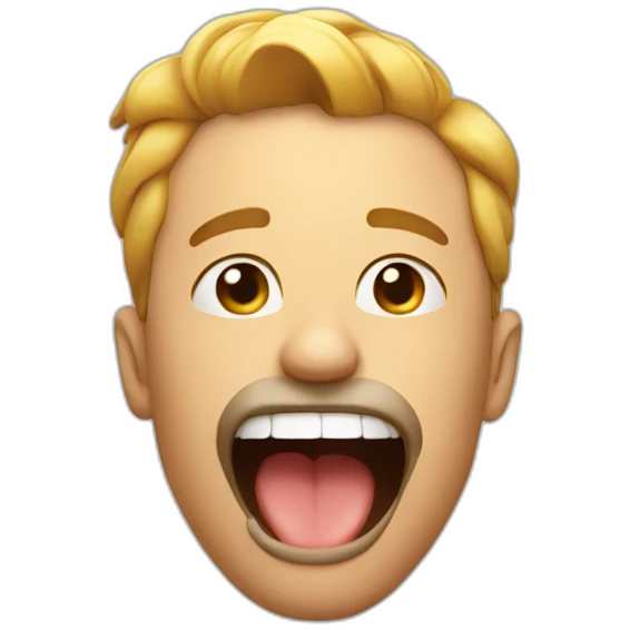 man biting his tongue emoji