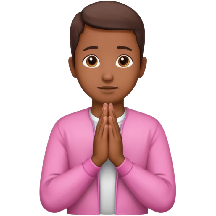 Brown praying hands with pink sleeves emoji