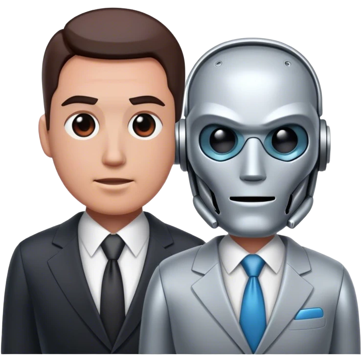 cyborg and business man emoji