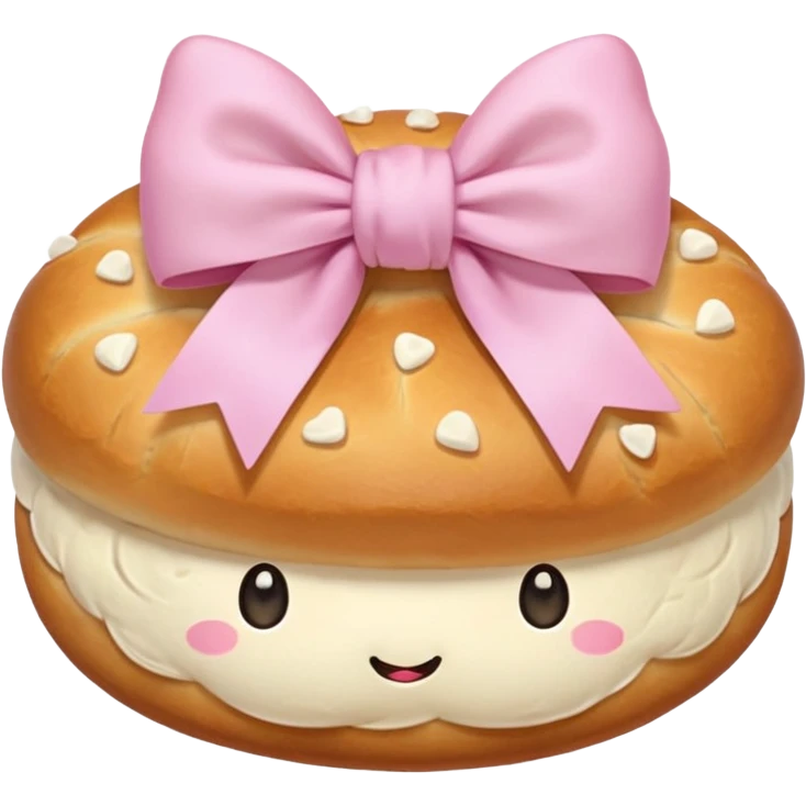 Korean salt bread 3s with pastel pink bow emoji