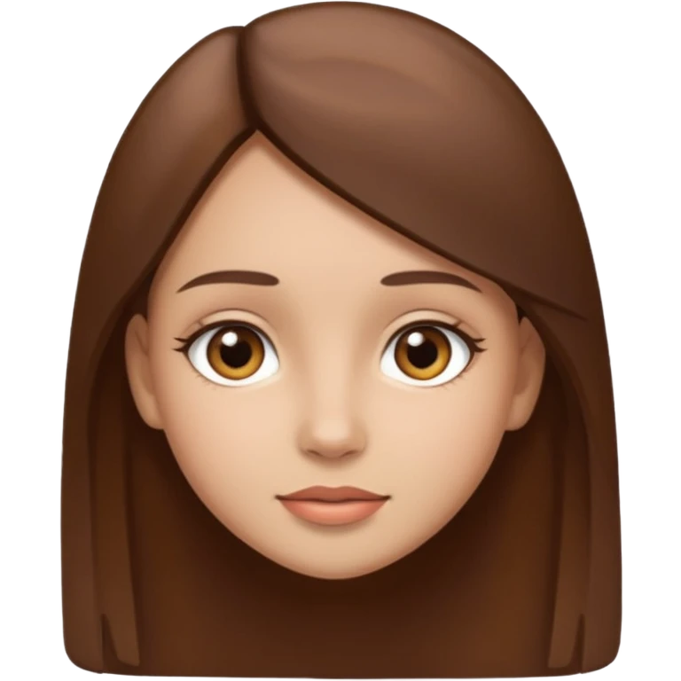 Girl with straight brown hair with brown eyes and light skin  emoji