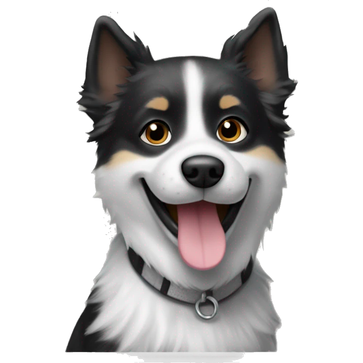 Small black and grey American Eskimo/Terrier mix dog smiling emoji